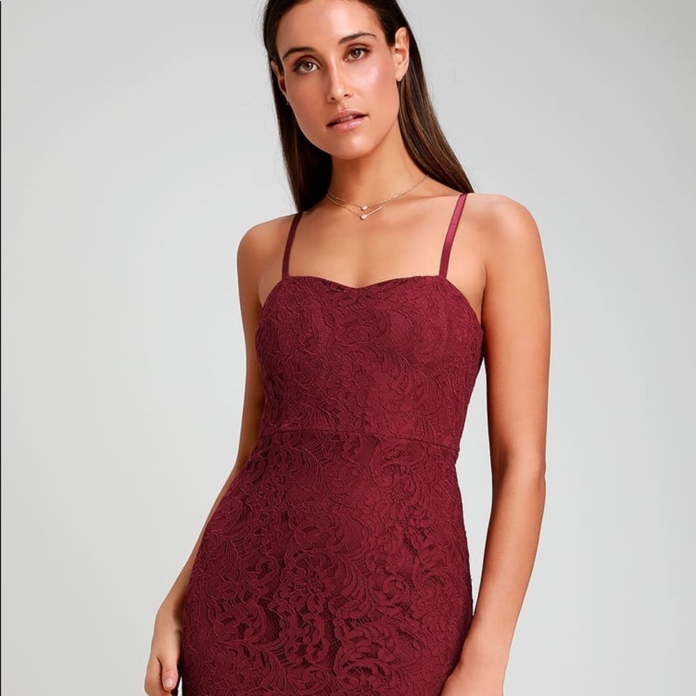 NWT Lulu’s License to Love Burgundy Maroon Lace Bodycon Sleeveless Mini Dress